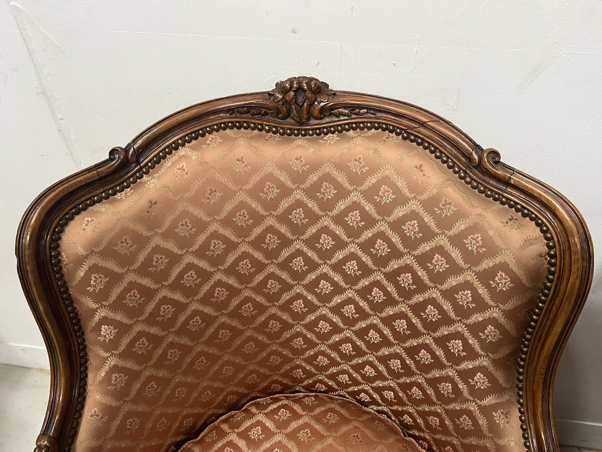 Paire de bergères de style Louis XV en bois naturel  XX siècle-photo-3