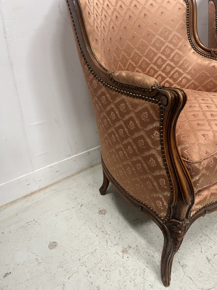 Paire de bergères de style Louis XV en bois naturel  XX siècle-photo-8