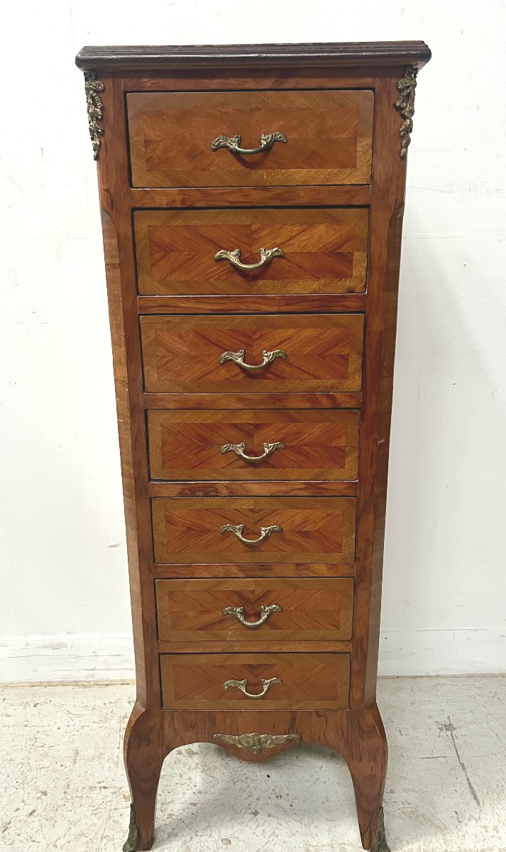  Louis XV Style Seven-day Chest In Rosewood Veneer, 20th Century