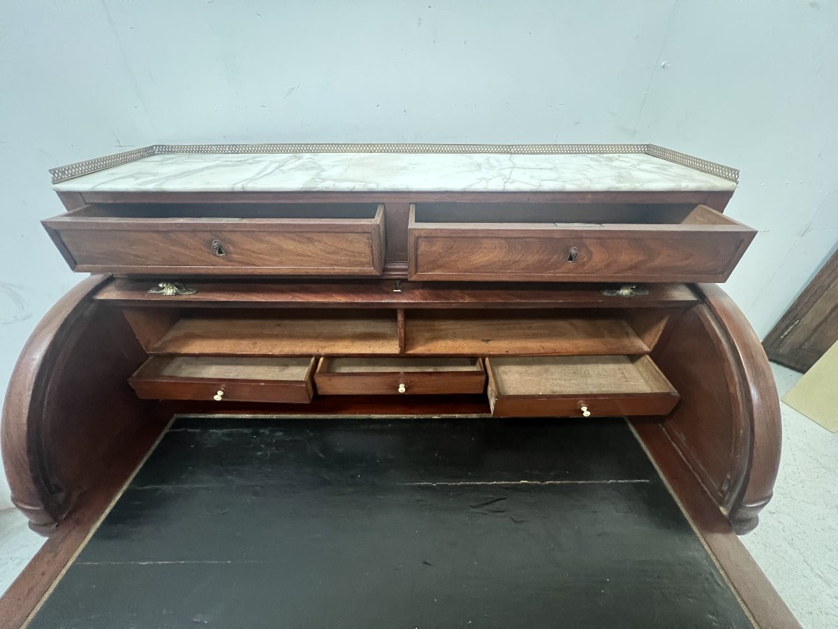 Bureau a cylindre de style Louis XVI en acajou XIX siècle-photo-4