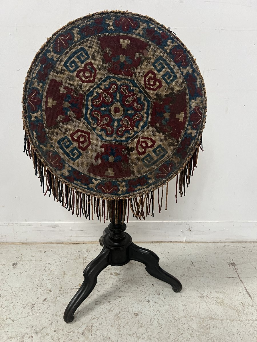 Napoleon III Tilting Side Table In Blackened Wood, 19th Century-photo-6