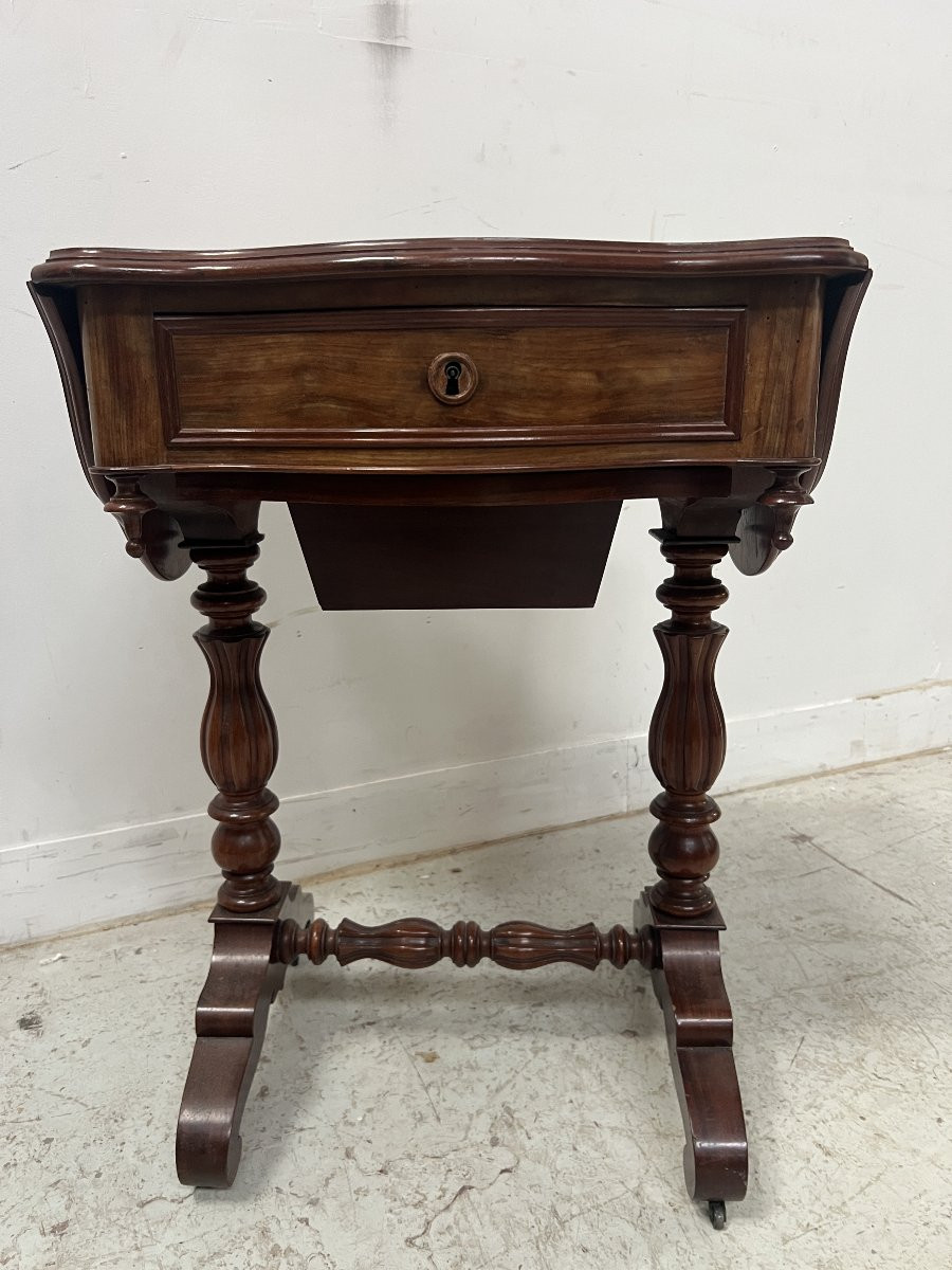 Napoleonic Era Mahogany And Veneer Work Table, 19th Century-photo-2