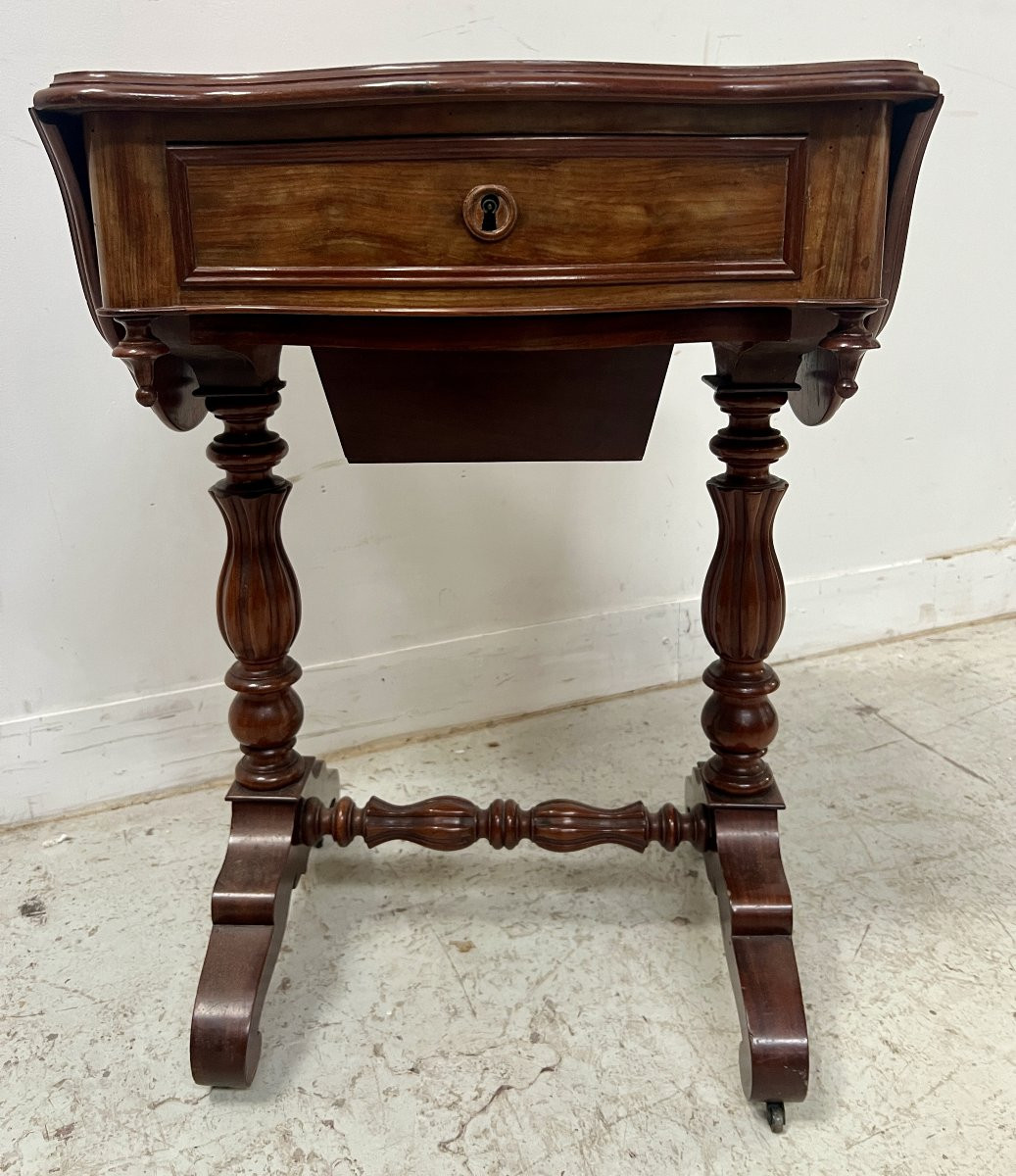 Napoleonic Era Mahogany And Veneer Work Table, 19th Century-photo-3