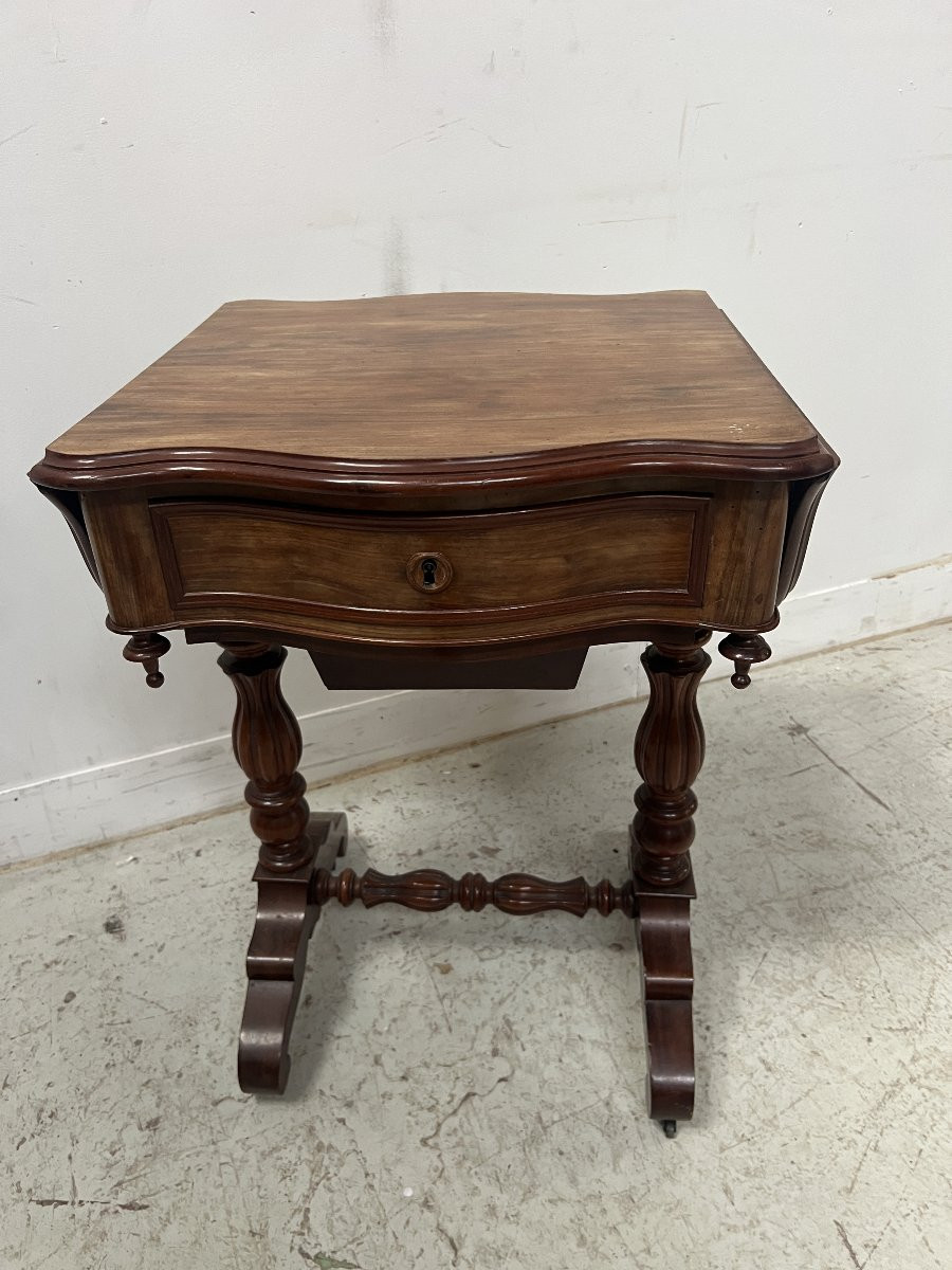 Napoleonic Era Mahogany And Veneer Work Table, 19th Century-photo-4