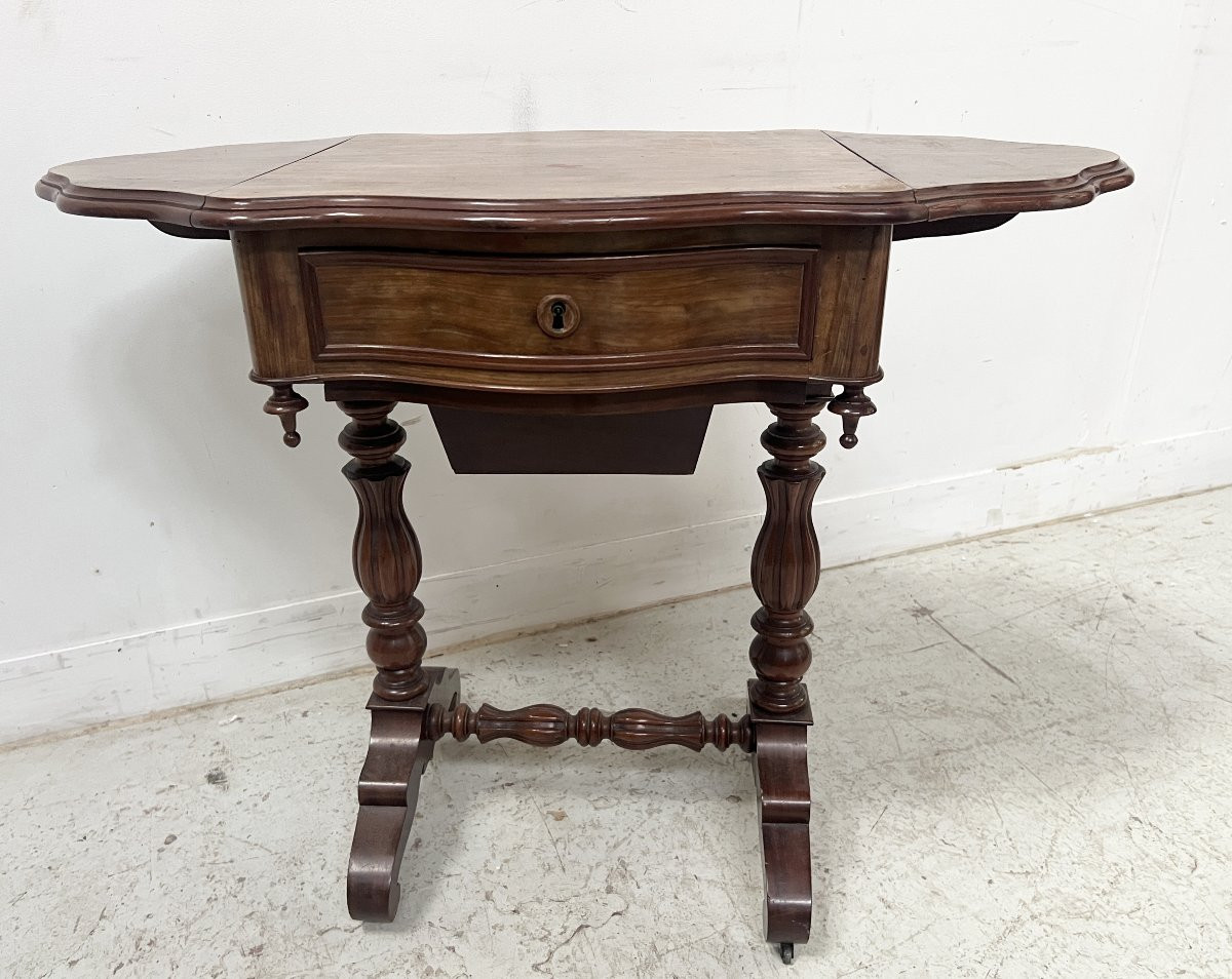 Napoleonic Era Mahogany And Veneer Work Table, 19th Century-photo-1
