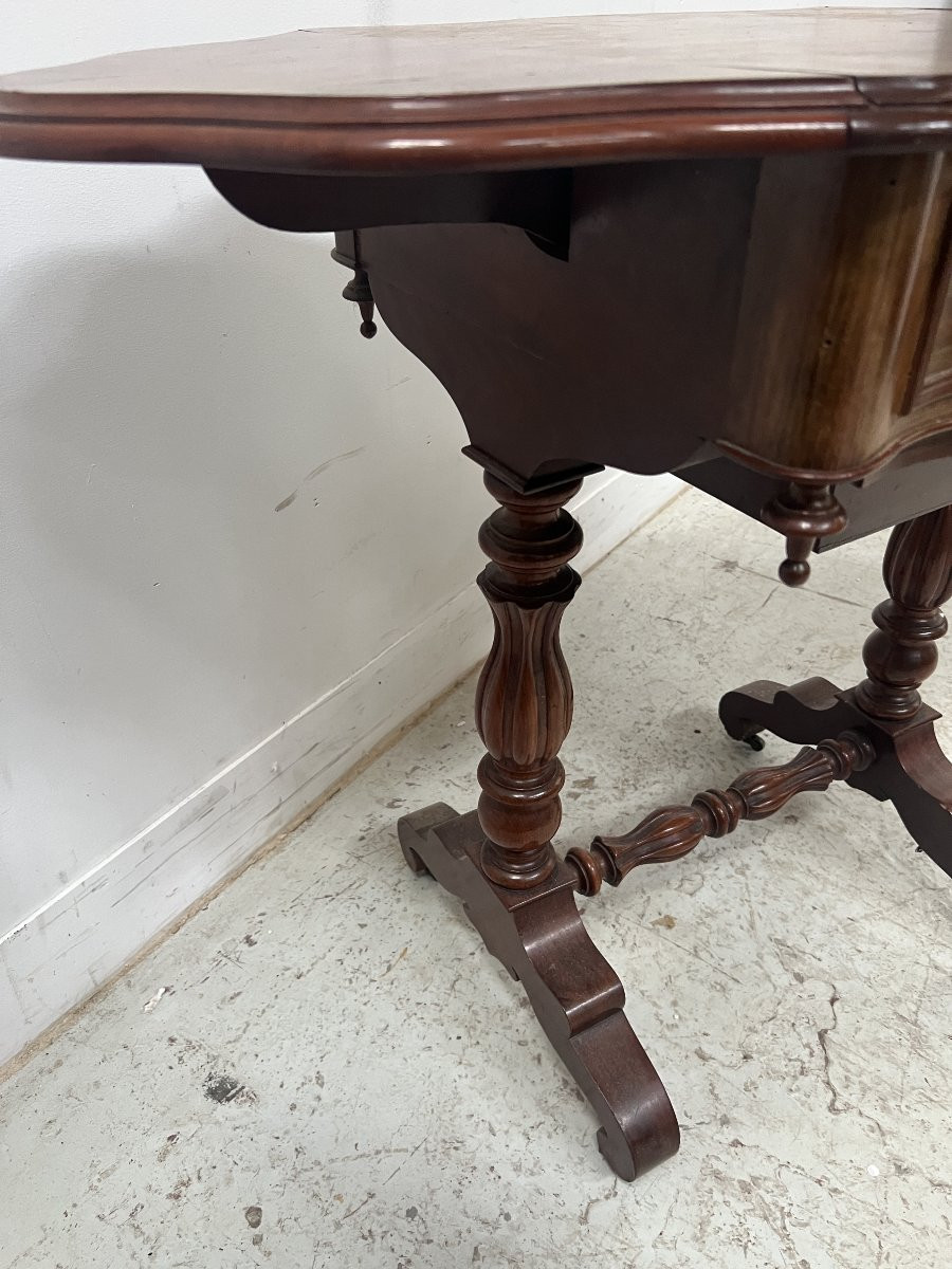 Napoleonic Era Mahogany And Veneer Work Table, 19th Century-photo-2