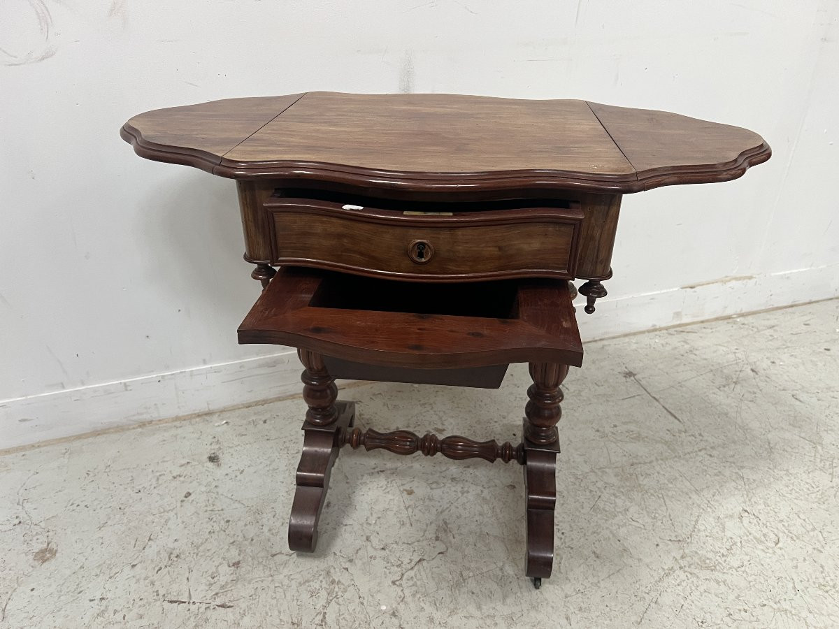 Napoleonic Era Mahogany And Veneer Work Table, 19th Century-photo-5