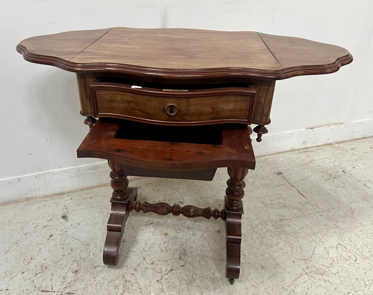 Napoleonic Era Mahogany And Veneer Work Table, 19th Century-photo-6