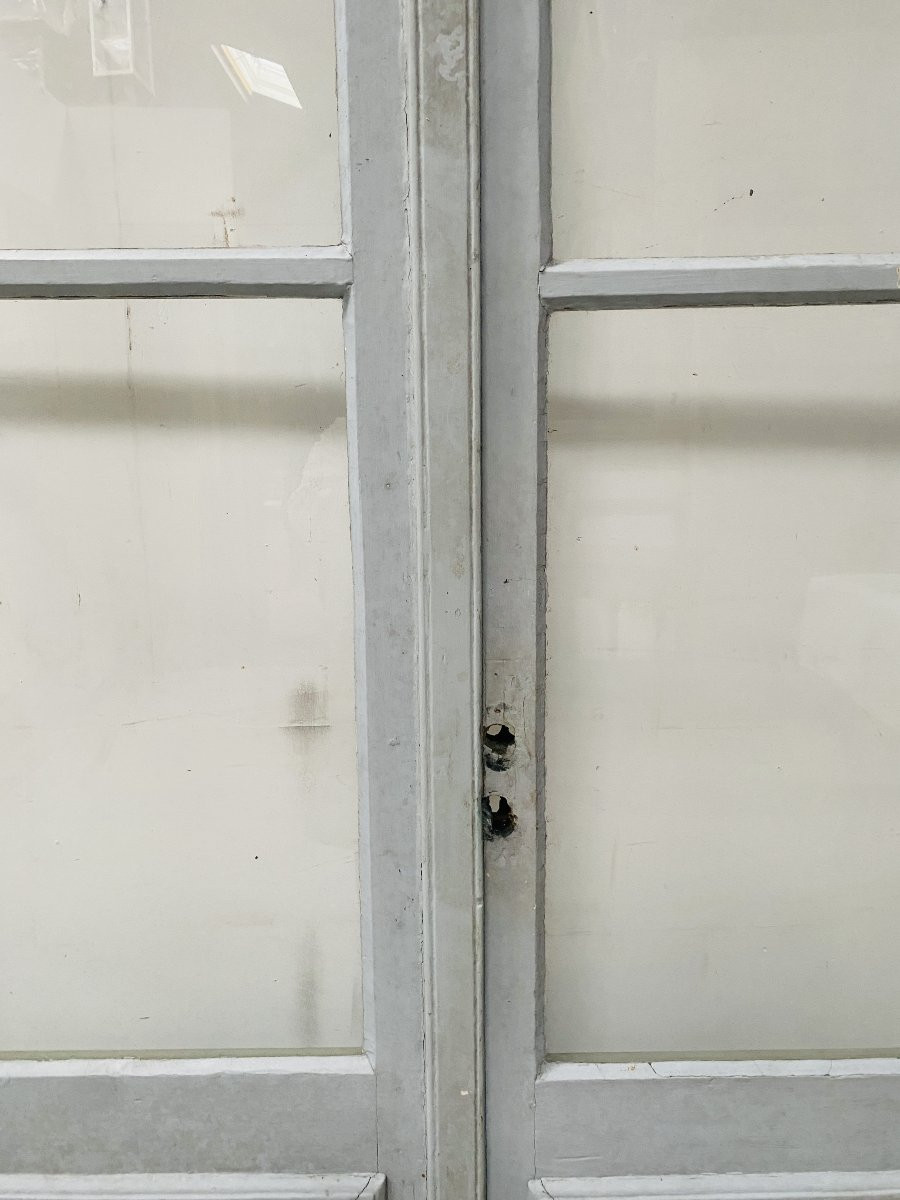  Double Passage Doors In Patinated Wood, 19th Century-photo-3