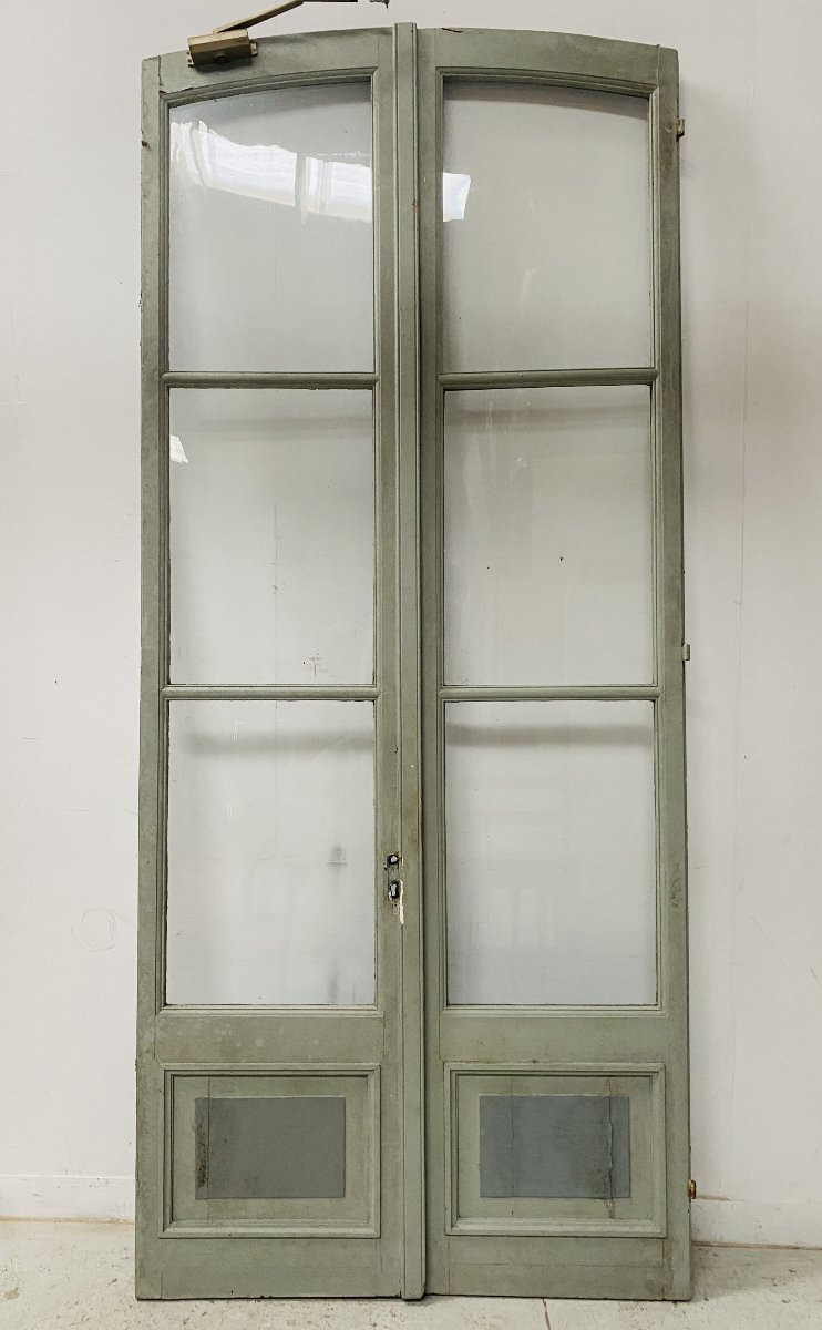  Double Passage Doors In Patinated Wood, 19th Century-photo-5