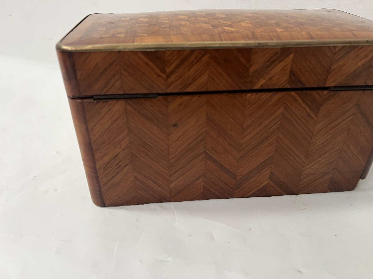 Napoleonic Jewelry Box In Marquetry Veneer, 19th Century-photo-4