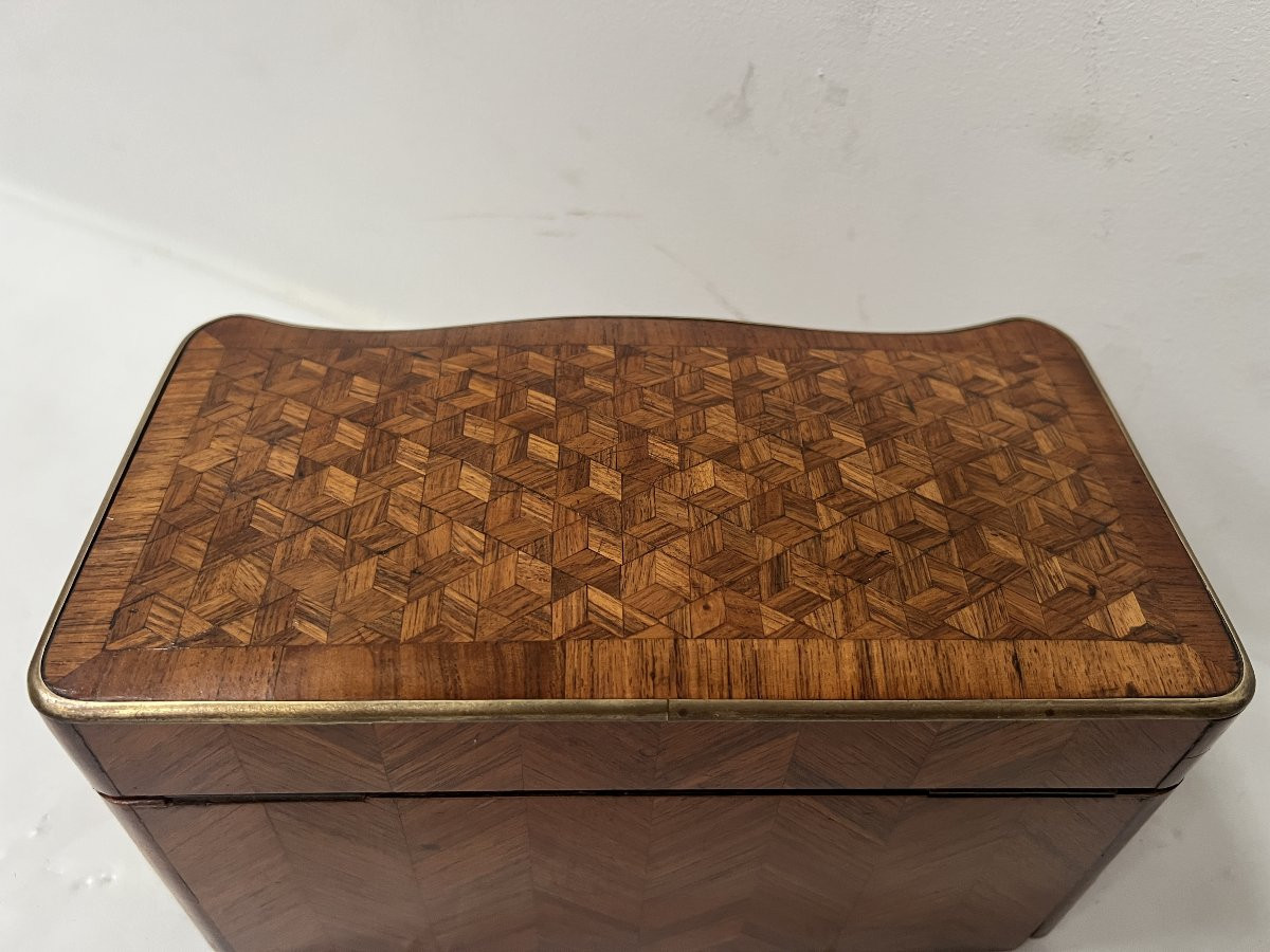 Napoleonic Jewelry Box In Marquetry Veneer, 19th Century-photo-1