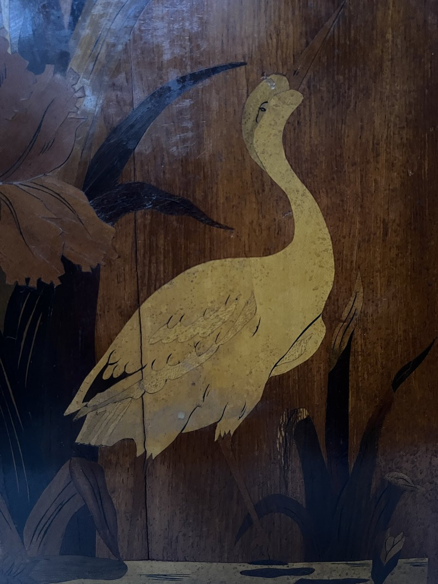 Pair Of Art Nouveau Marquetry Panels, "ecole De Nancy" Style, 20th Century-photo-4