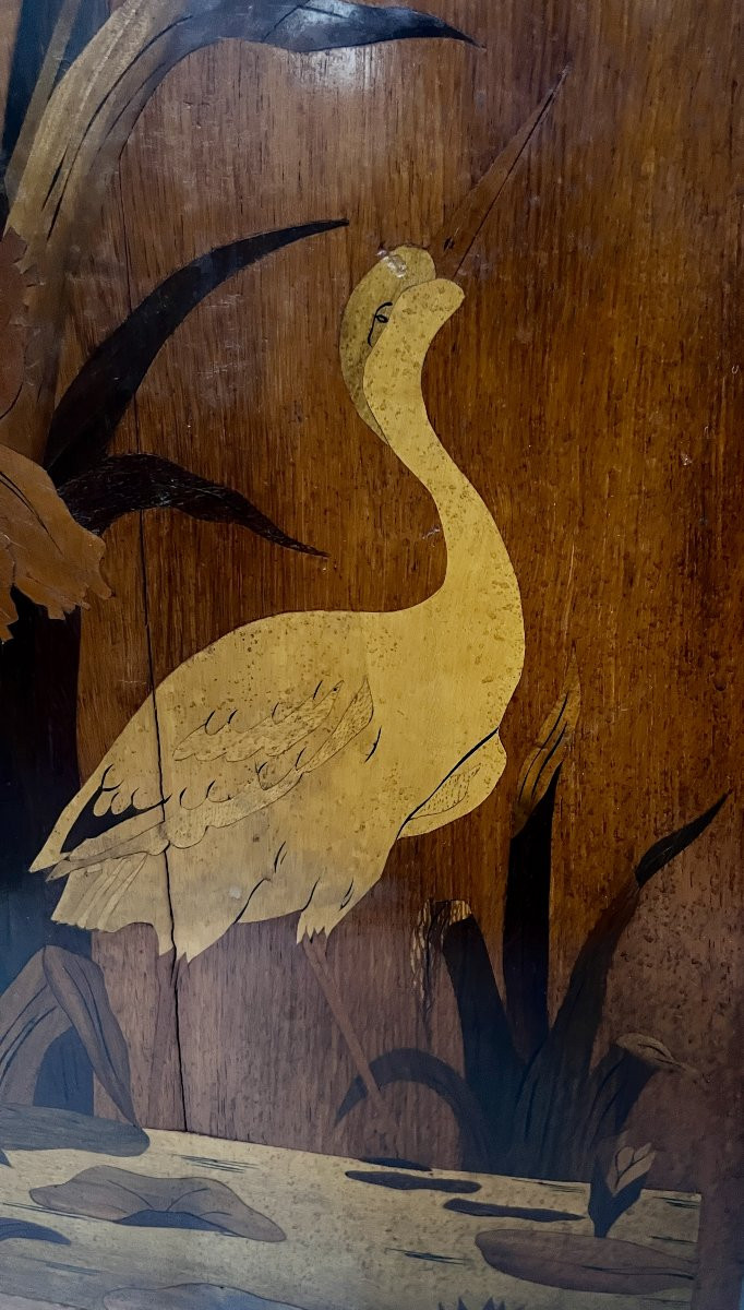 Pair Of Art Nouveau Marquetry Panels, "ecole De Nancy" Style, 20th Century-photo-3