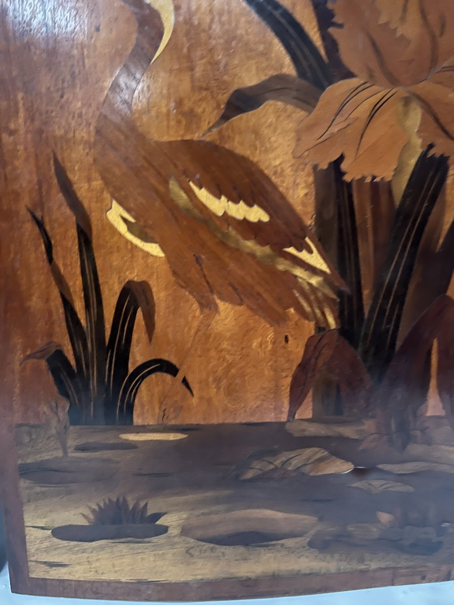 Pair Of Art Nouveau Marquetry Panels, "ecole De Nancy" Style, 20th Century-photo-7