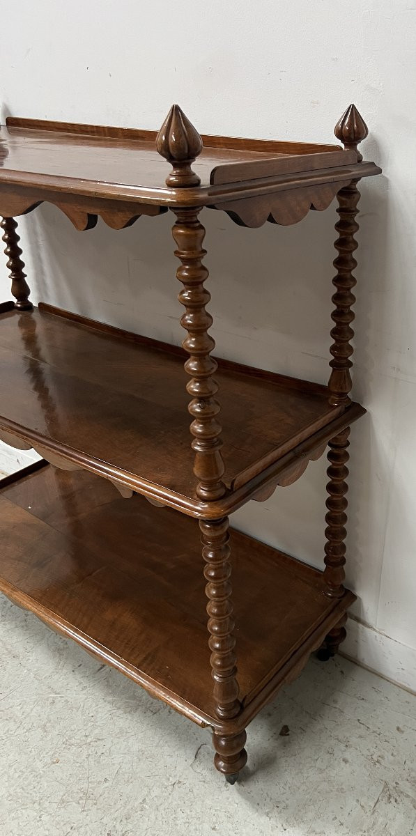 Napoleon III Console Table With Three Shelves In Mahogany And Veneer, 19th Century -photo-2