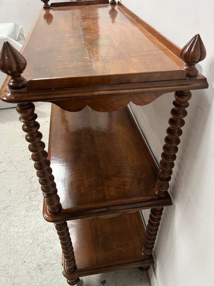 Napoleon III Console Table With Three Shelves In Mahogany And Veneer, 19th Century -photo-3