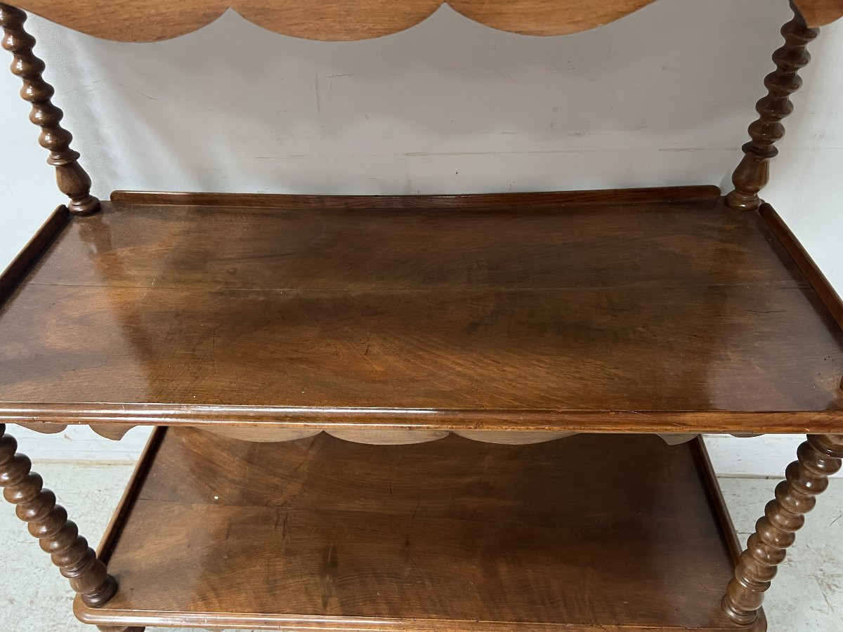 Napoleon III Console Table With Three Shelves In Mahogany And Veneer, 19th Century -photo-2