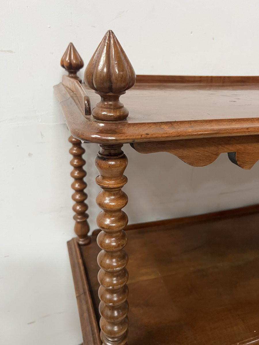 Napoleon III Console Table With Three Shelves In Mahogany And Veneer, 19th Century -photo-3