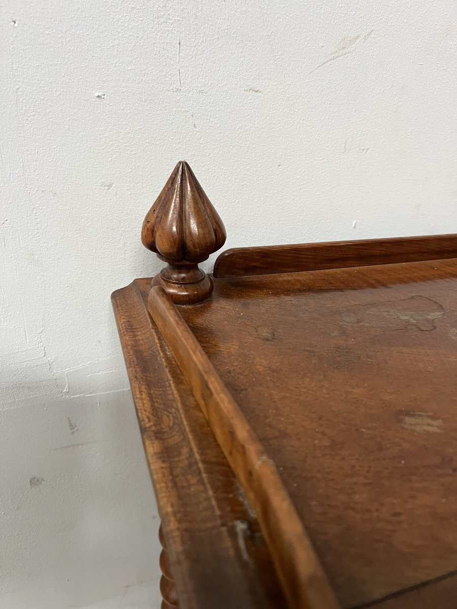 Napoleon III Console Table With Three Shelves In Mahogany And Veneer, 19th Century -photo-4