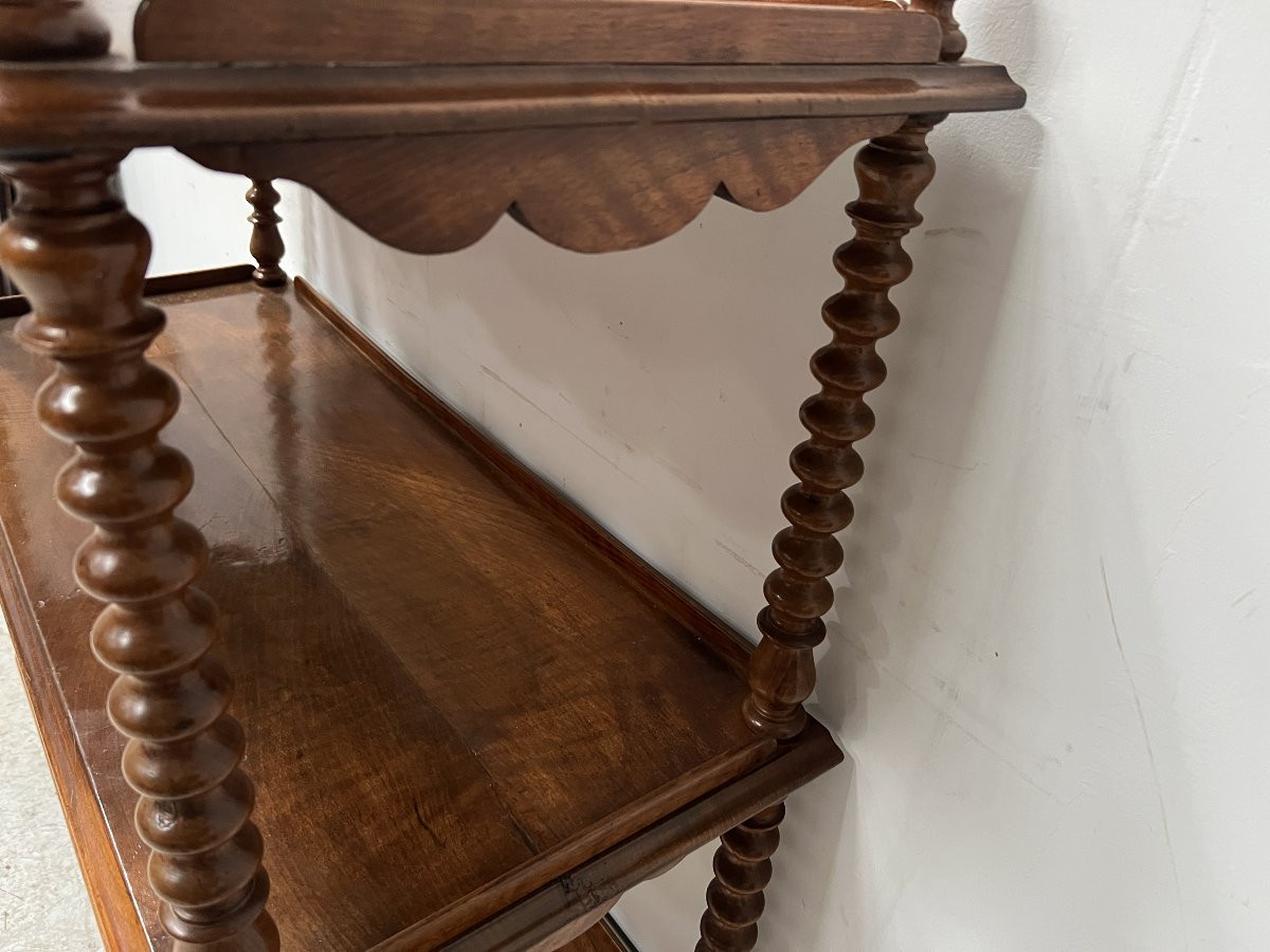 Napoleon III Console Table With Three Shelves In Mahogany And Veneer, 19th Century -photo-6
