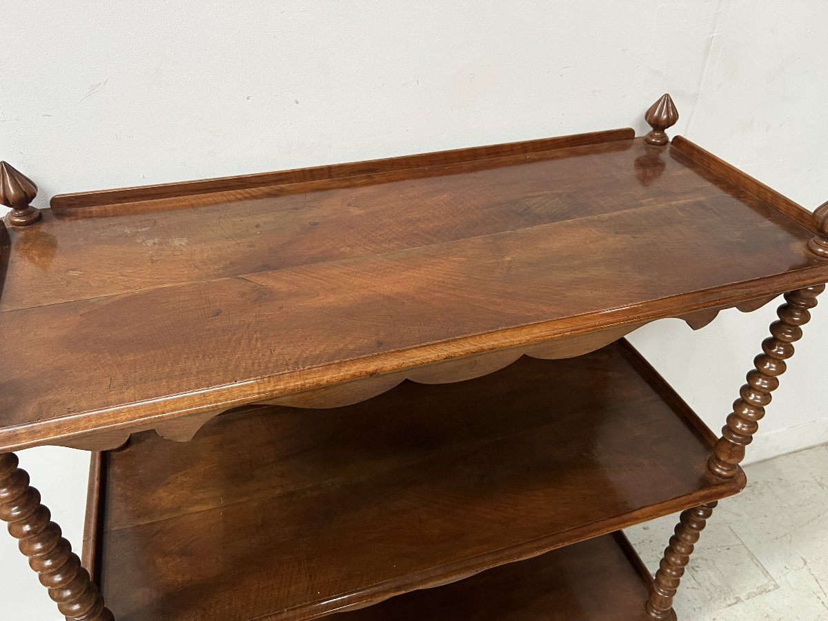 Napoleon III Console Table With Three Shelves In Mahogany And Veneer, 19th Century -photo-7