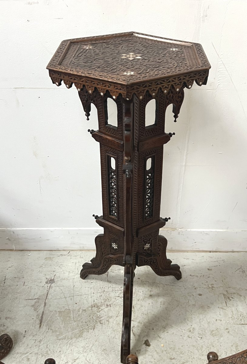 19th Century Syrian-style Carved Wooden Living Room Furniture-photo-3