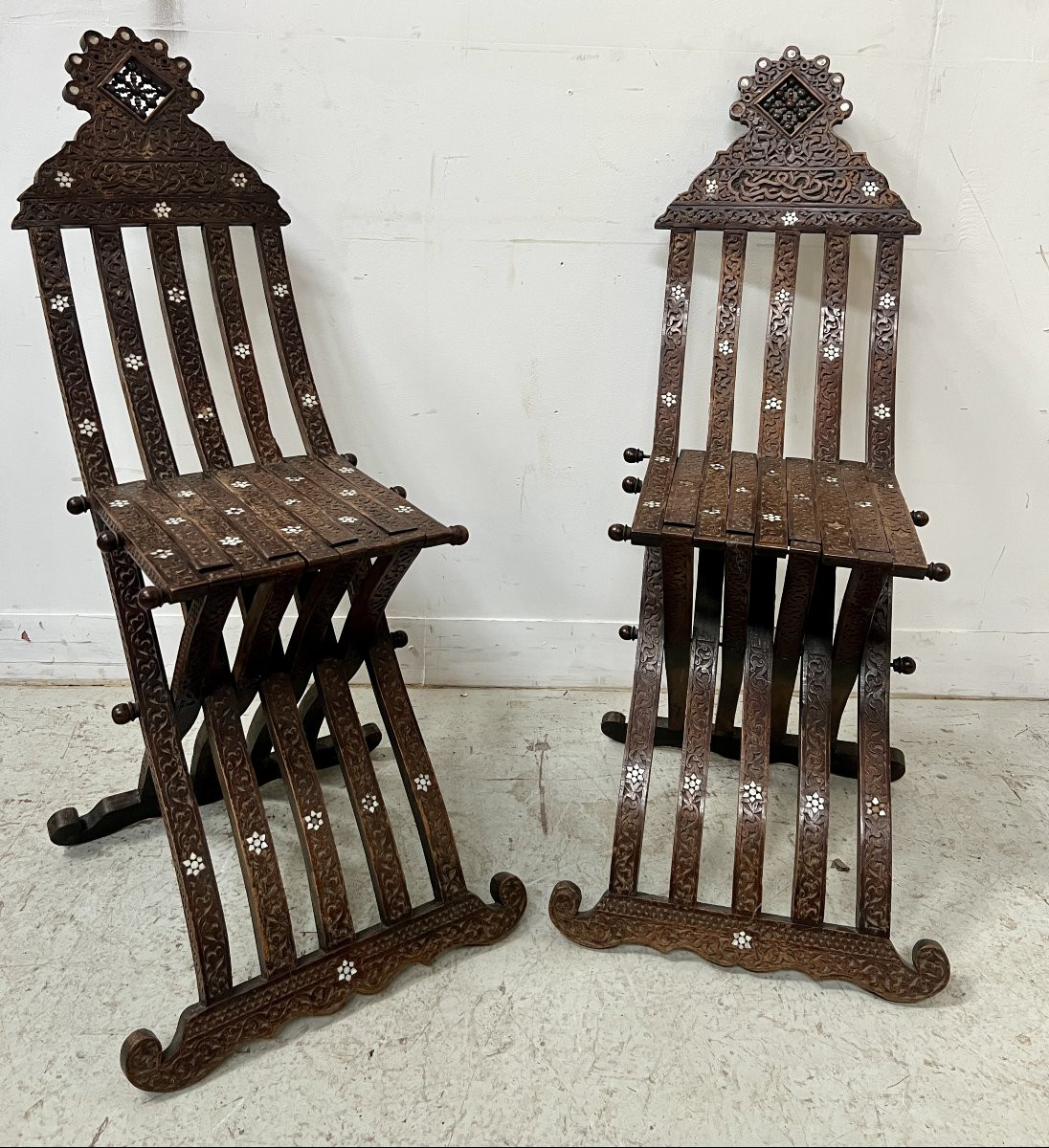 19th Century Syrian-style Carved Wooden Living Room Furniture-photo-2