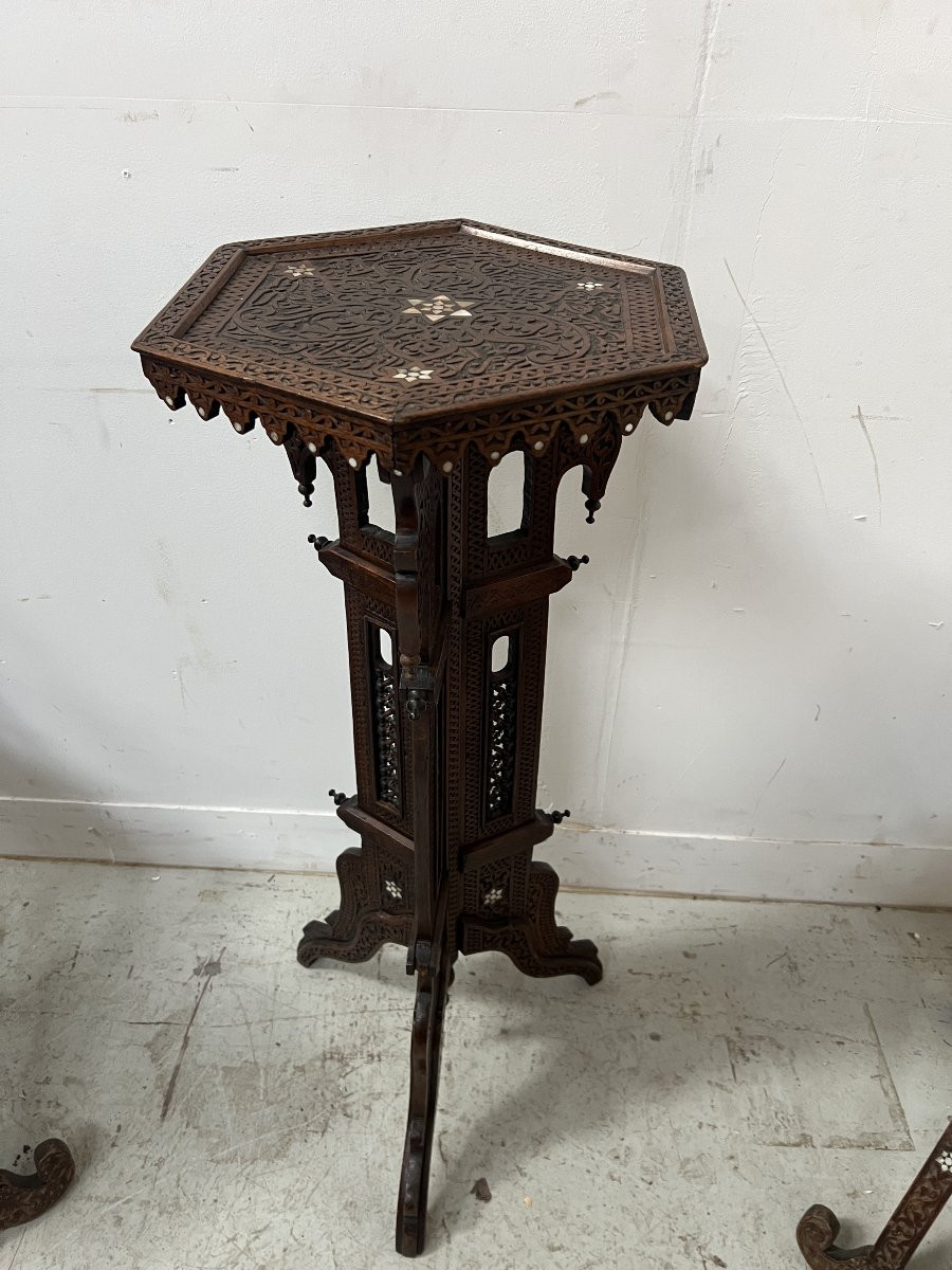 19th Century Syrian-style Carved Wooden Living Room Furniture-photo-8