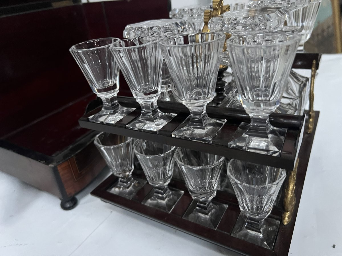 Cave A Liqueur Complète Boulle Coffret Napoléon III Boite Marqueterie XIX Siècle-photo-3