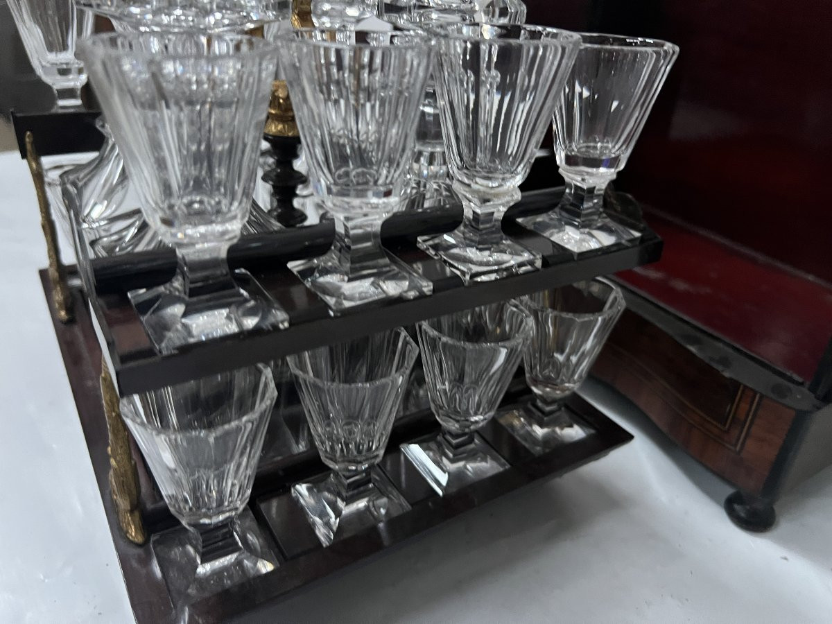 Cave A Liqueur Complète Boulle Coffret Napoléon III Boite Marqueterie XIX Siècle-photo-4