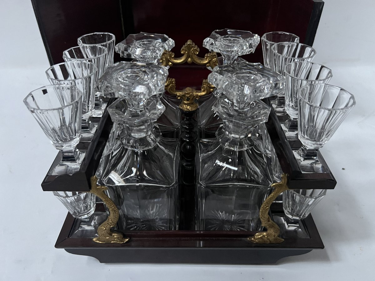 Cave A Liqueur Complète Boulle Coffret Napoléon III Boite Marqueterie XIX Siècle-photo-5