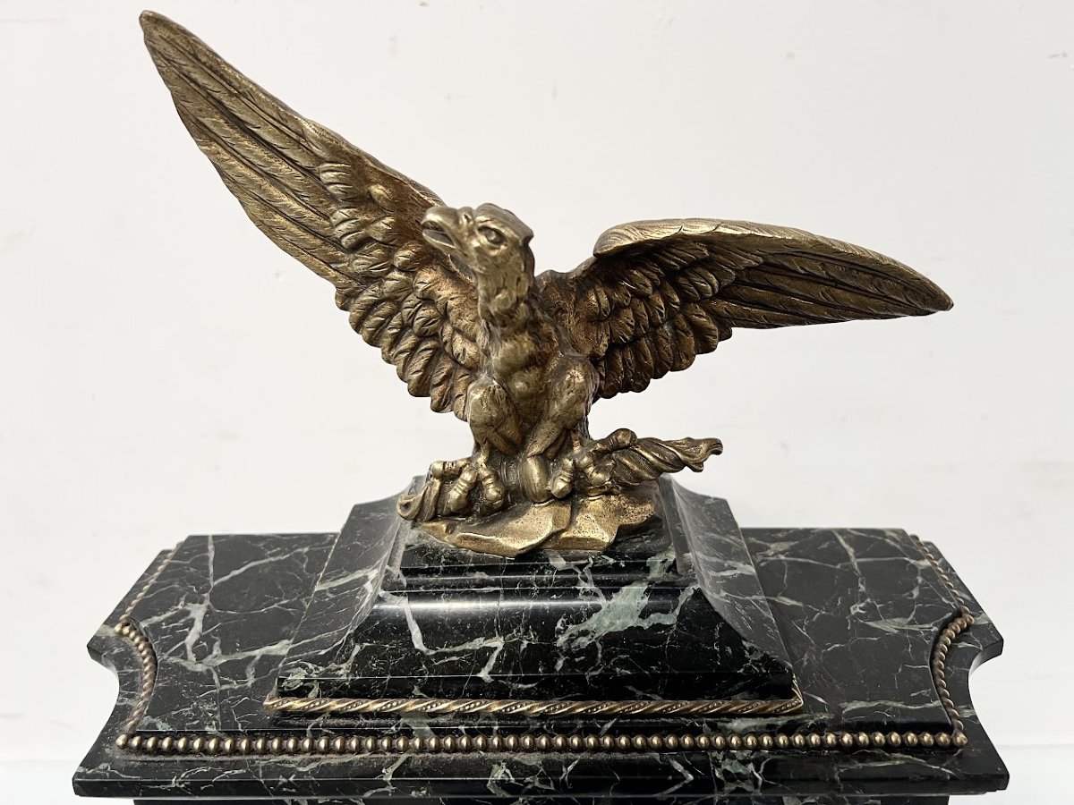 Empire Style Fireplace Mantel In Sea Green Marble, 19th Century-photo-4