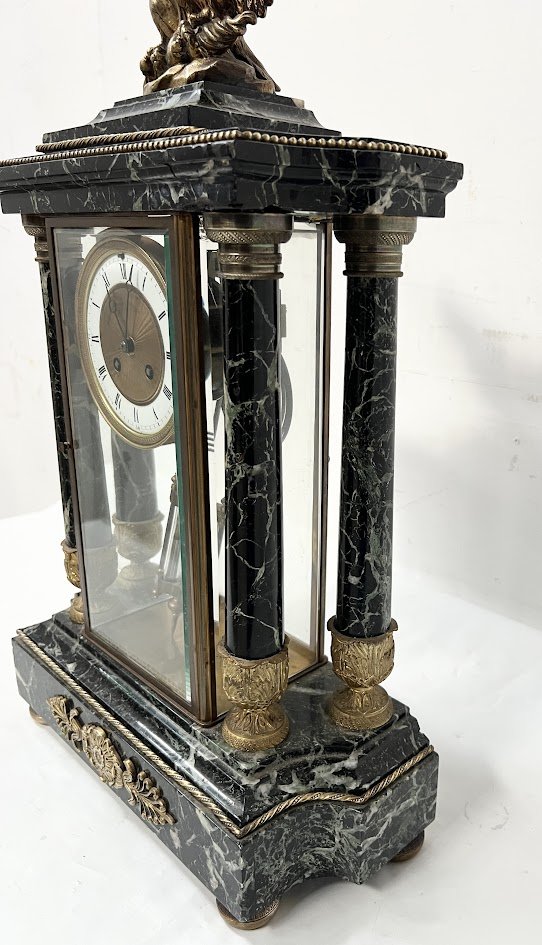 Empire Style Fireplace Mantel In Sea Green Marble, 19th Century-photo-5