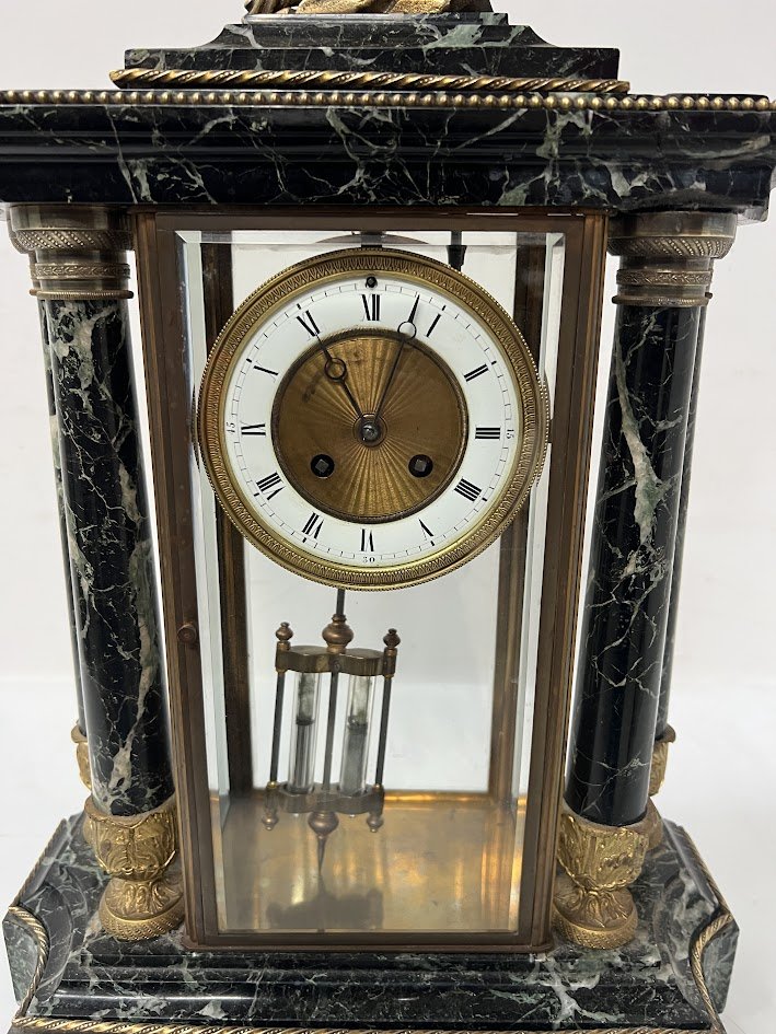 Empire Style Fireplace Mantel In Sea Green Marble, 19th Century-photo-6