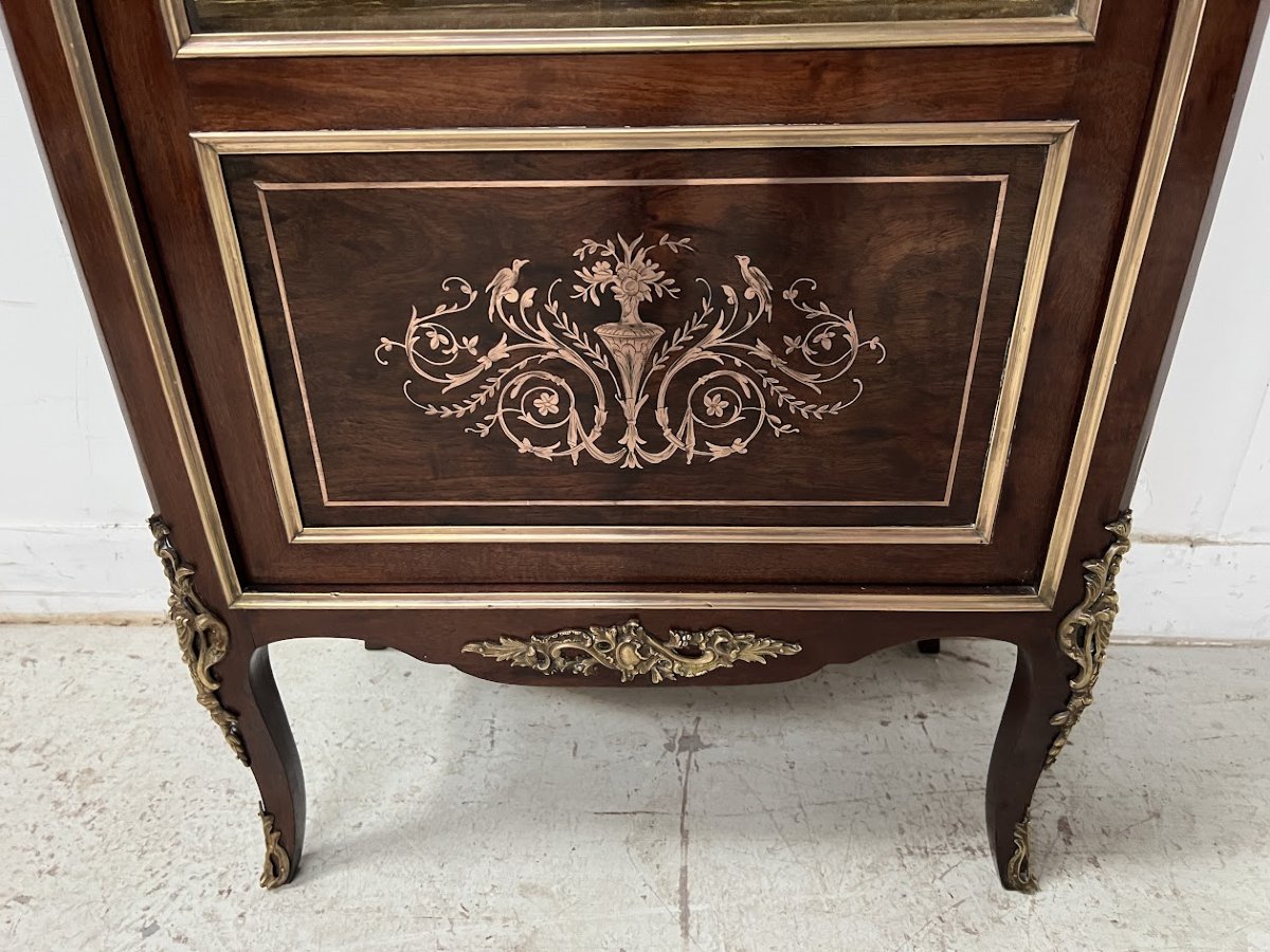 Vitrine de style Louis XV en acajou et bronze XIX siècle-photo-2