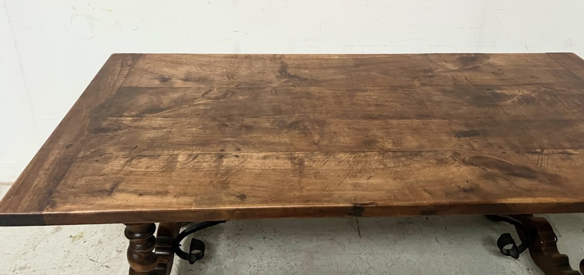 Monastery Table With Twisted Legs In Solid Walnut, 19th Century-photo-1