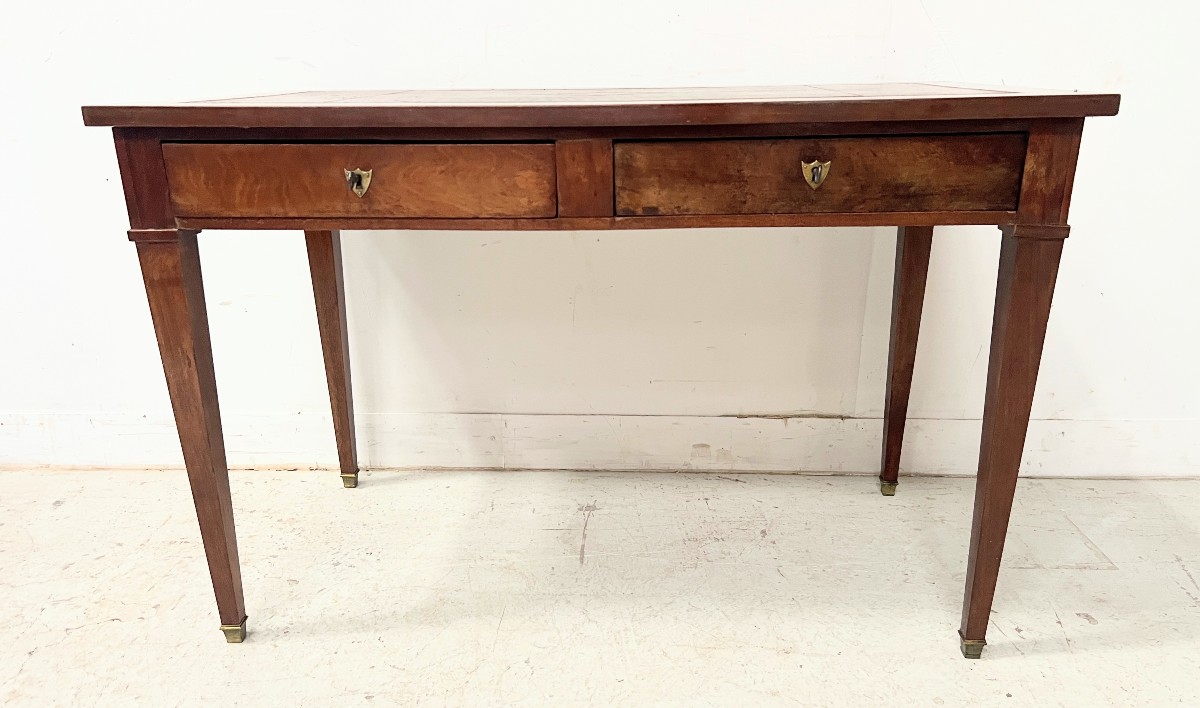 Louis XVI Style Desk In Mahogany And Veneer, 20th Century