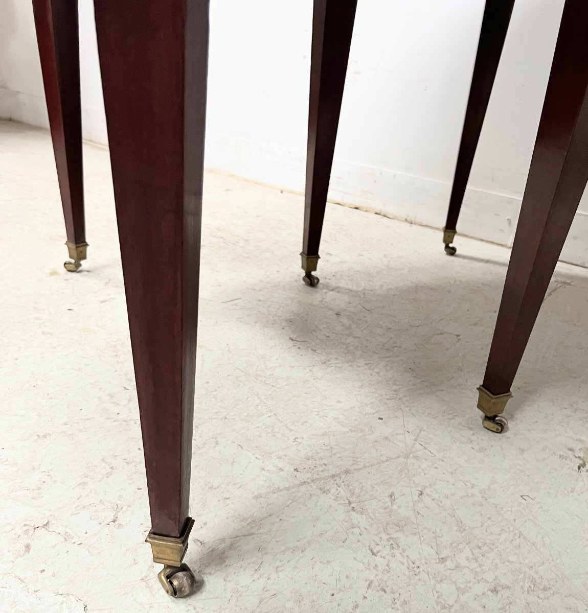 Louis XVI Style Frieze Table With Six Tapered Legs, 19th Century-photo-7