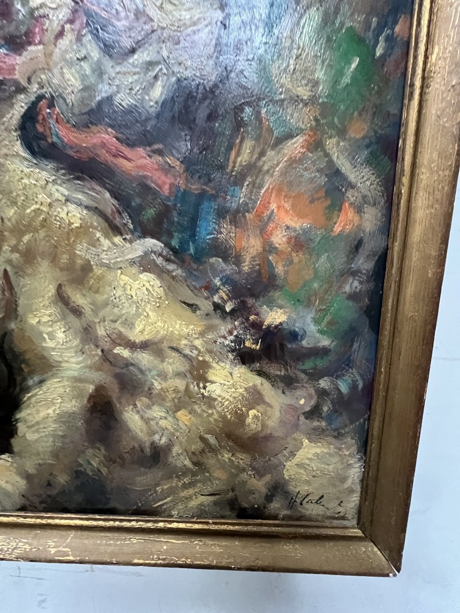 Oil On Hardboard "the Flamenco Dancer" 20th Century-photo-8