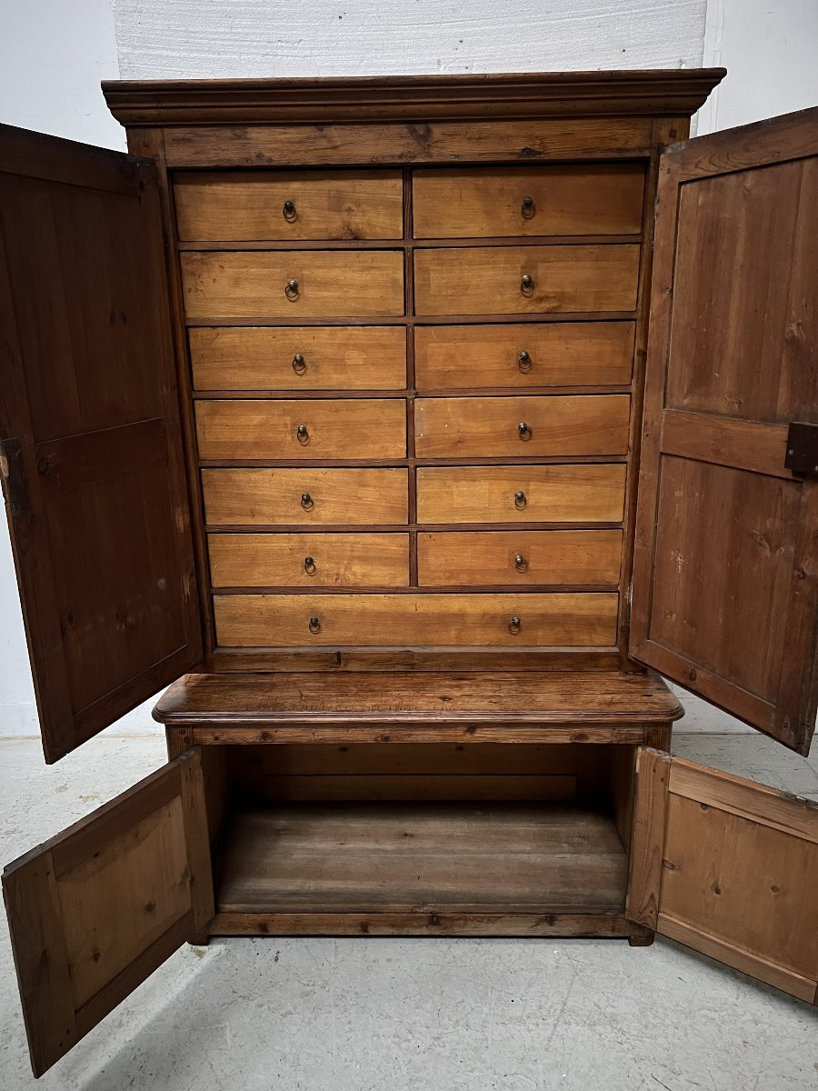 Two-part Office Desk In Solid Fir From The 20th Century-photo-2