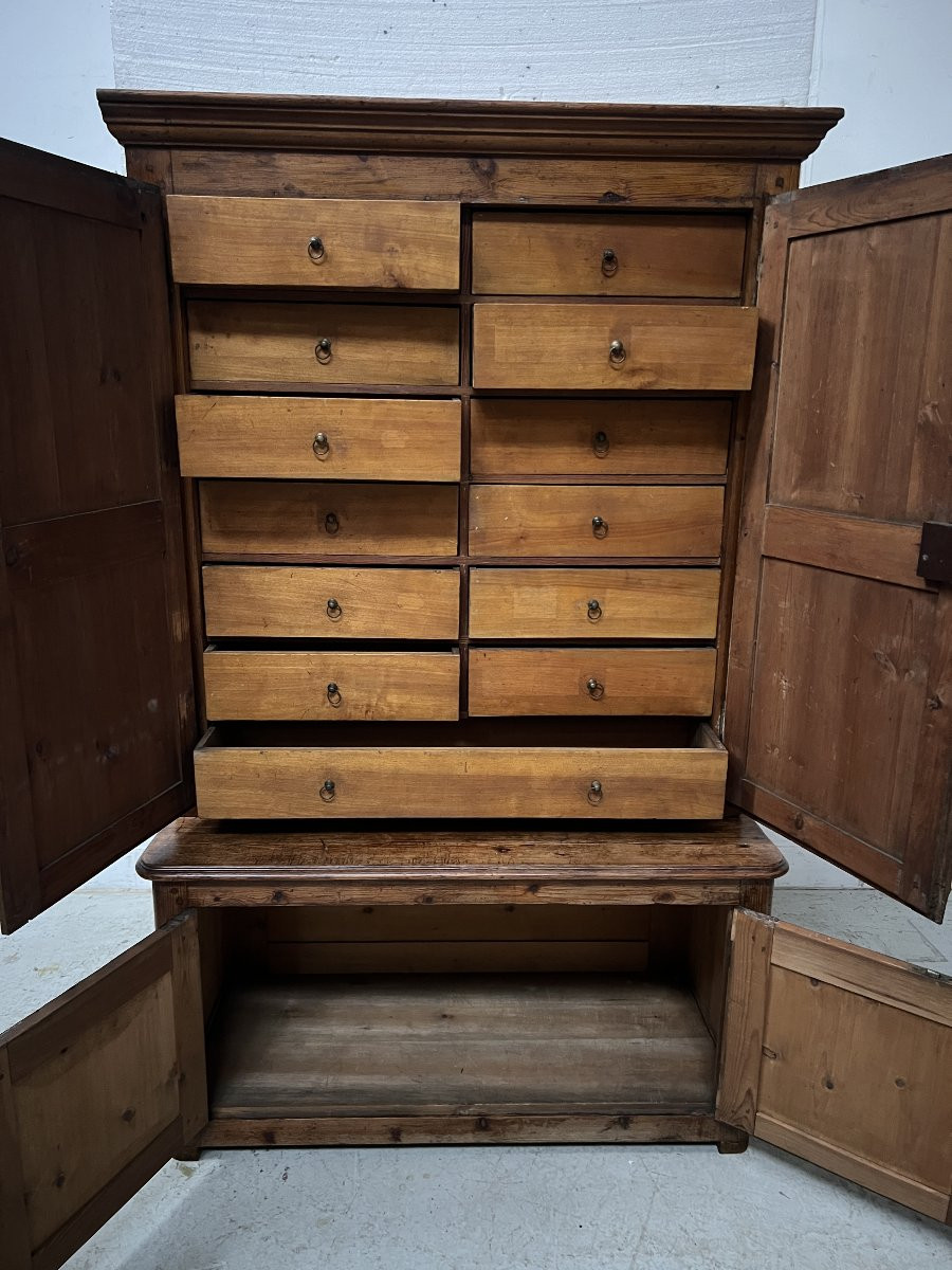 Two-part Office Desk In Solid Fir From The 20th Century-photo-3