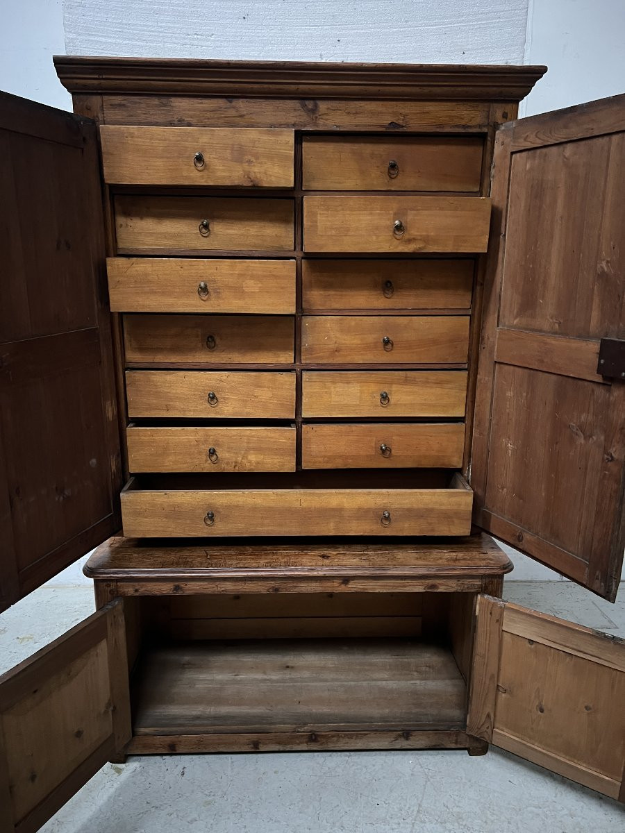Two-part Office Desk In Solid Fir From The 20th Century-photo-4