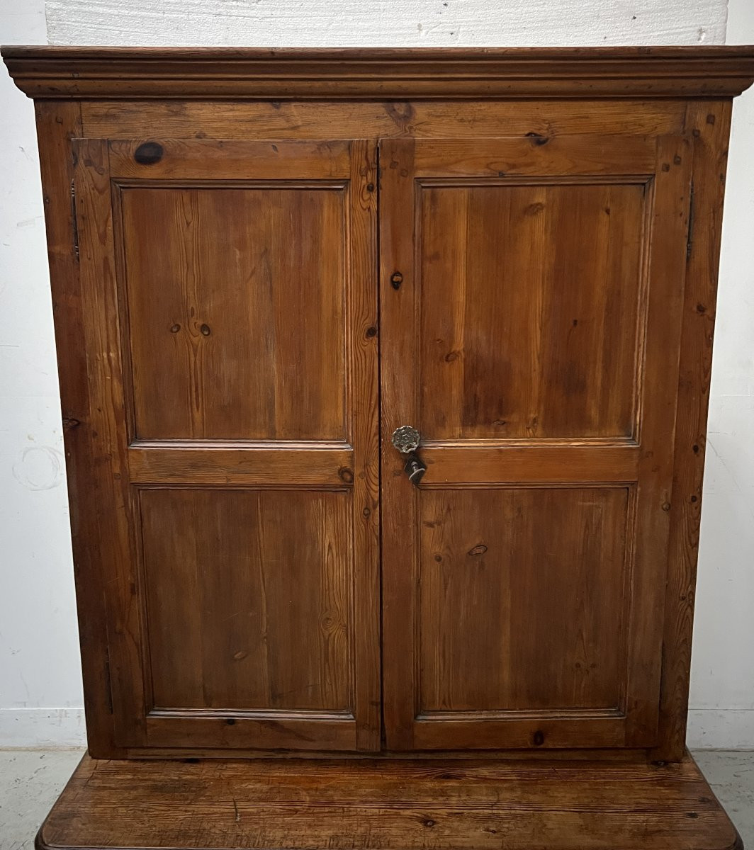 Two-part Office Desk In Solid Fir From The 20th Century-photo-5