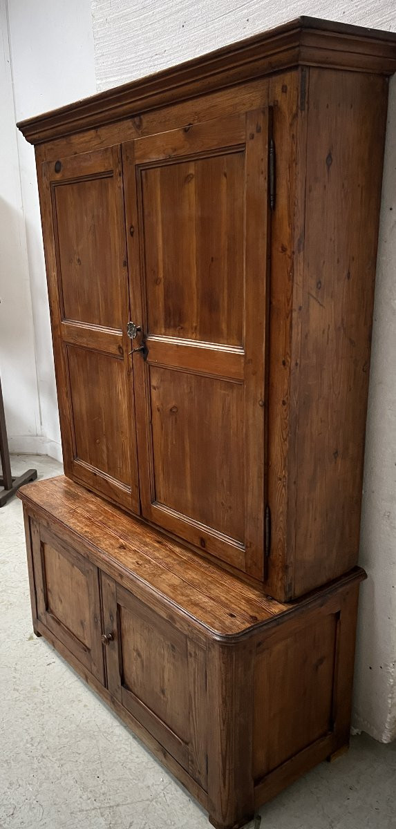 Two-part Office Desk In Solid Fir From The 20th Century-photo-7