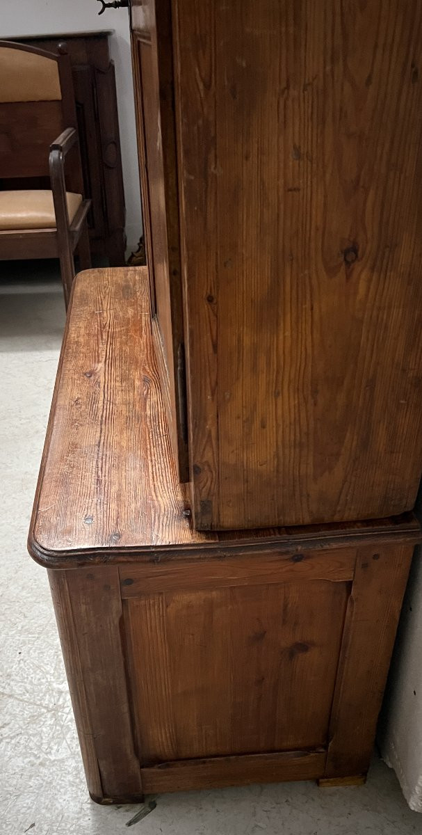 Two-part Office Desk In Solid Fir From The 20th Century-photo-8