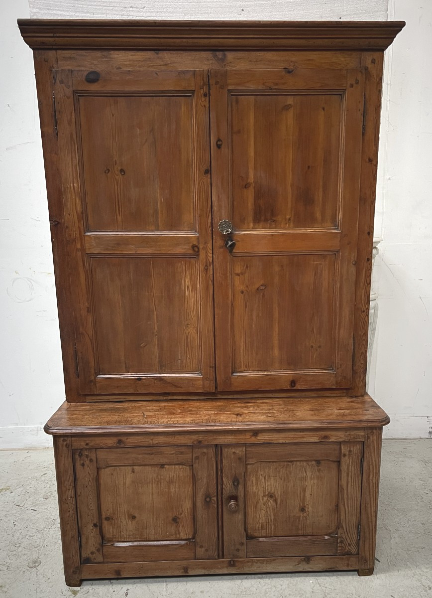 Two-part Office Desk In Solid Fir From The 20th Century
