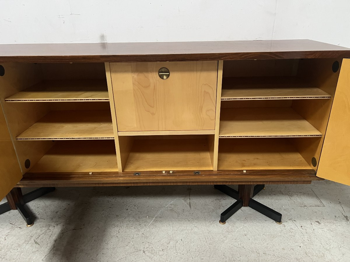 Danish Sideboard In Veneered Wood With Iron Legs, 20th Century-photo-3