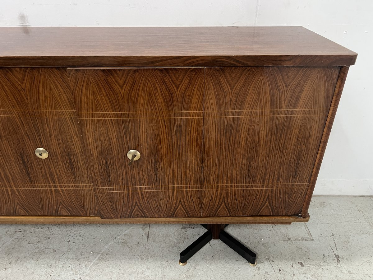 Danish Sideboard In Veneered Wood With Iron Legs, 20th Century-photo-6
