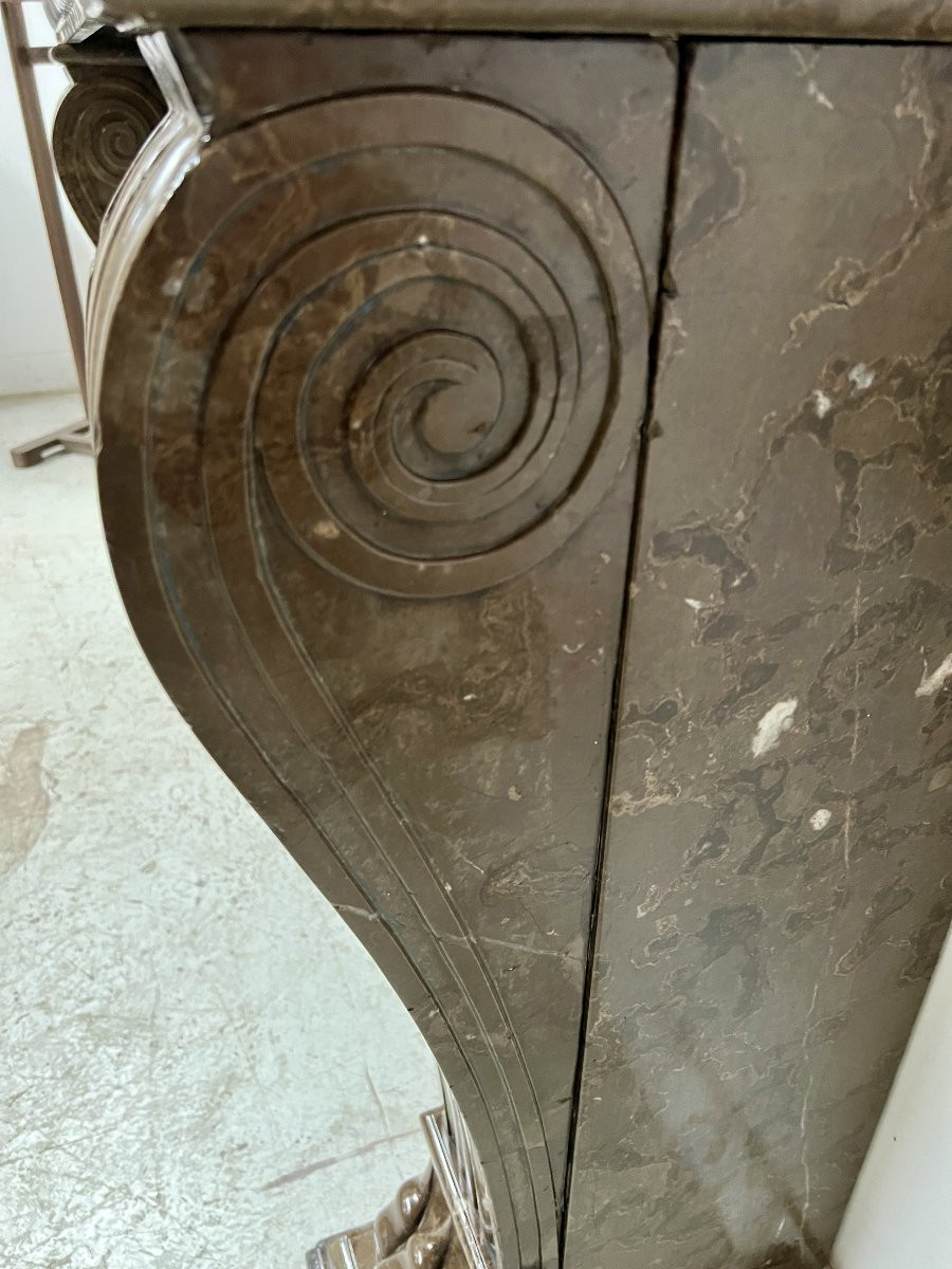 Napoleon III Fireplace With Claw Feet In Speckled Marble, 19th Century-photo-1